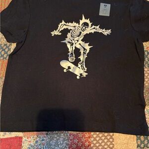 Old Navy Black Tee with Skeleton Graphic